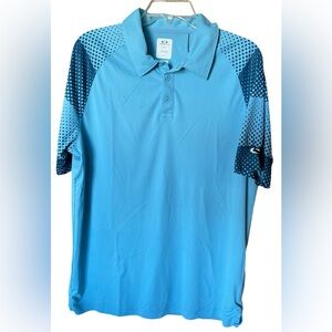 Oakley Men’s Turquoise Polo with Navy Dotted Sleeves